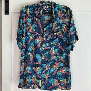 Rowdy Gentleman Polly Want a Mai Tai‎ Hawaiian Shirt Men's Large Parrot Beach